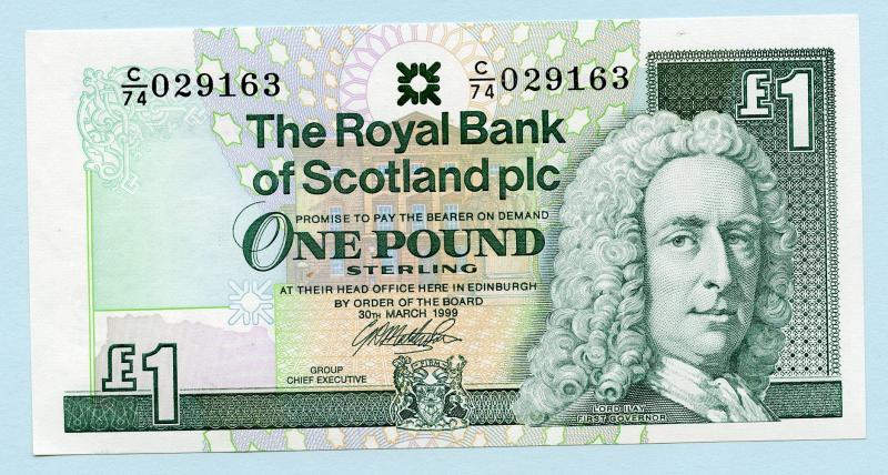 Royal Bank of Scotland  £1 One Pound Note  Dated 30th March 1999