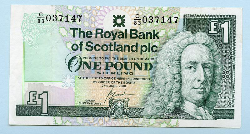 Royal Bank of Scotland  £1 One Pound Note  Dated 27th June 2000