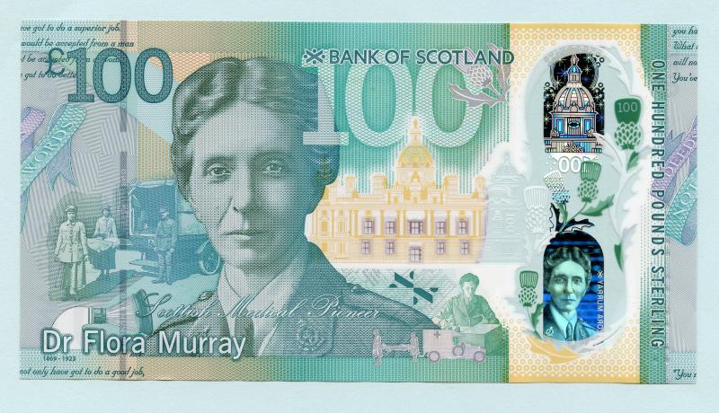 Bank of Scotland New Polymer Dr Flora Murray Commemorative £100 One Hundred Pounds Note Dated 16th August 2021