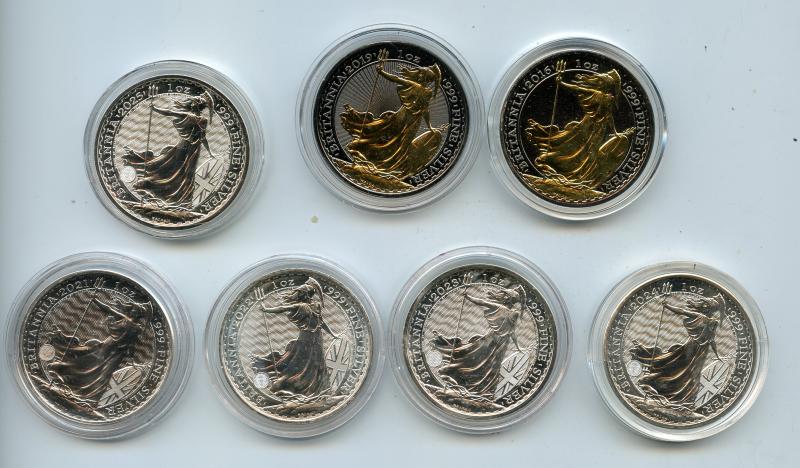 Date Run of 37 Different types of Silver 1oz Britannia Coins  1998-2025