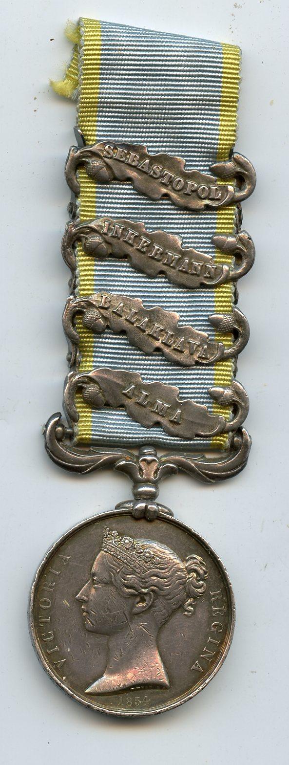 British Crimea Medal 1854 4 Clasps To Pte E Clayton, Rifle Brigade