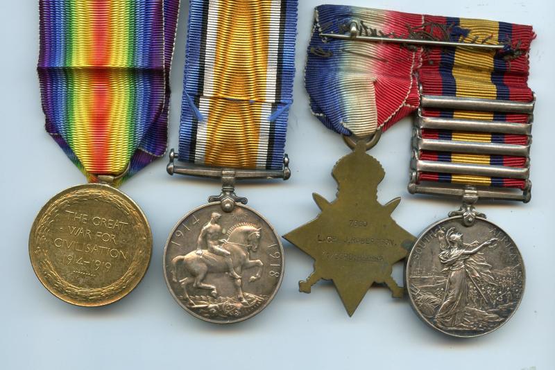 Queens South Africa Medal & 1914 Mons Trio September 1914 Prisoner of War Medal Group to Pte John Robertson Gordon Highlanders
