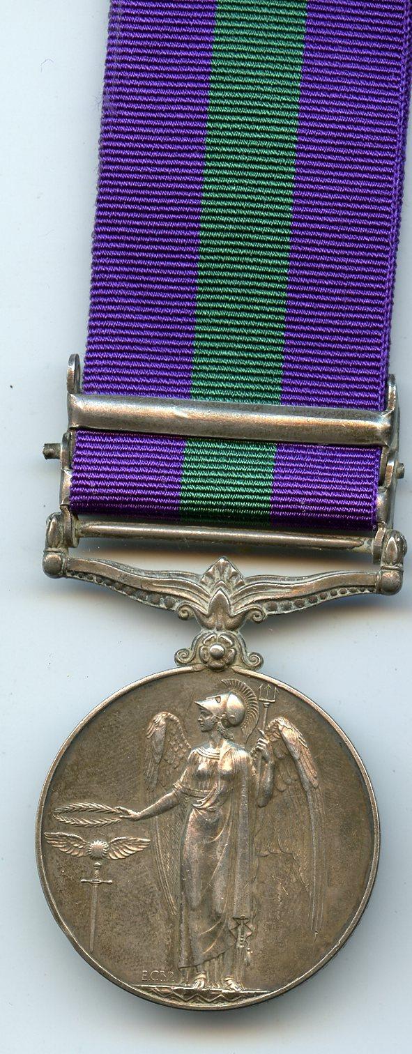 General Service Medal 1918-62 2 Clasps Palestine 1945-48; Malaya Pte H Humphreys, Royal Army Ordnance Corps