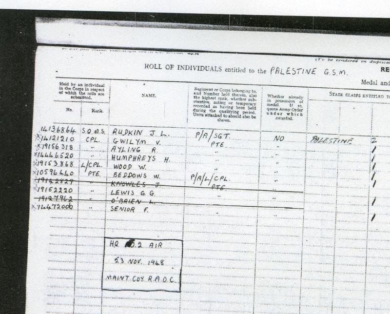 General Service Medal 1918-62 2 Clasps Palestine 1945-48; Malaya Pte H Humphreys, Royal Army Ordnance Corps