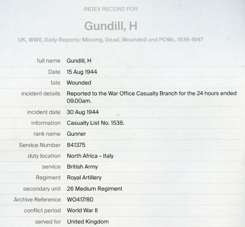 WW2 Territorial Medal Group to Gunner Harry Gundill, Royal Artillery