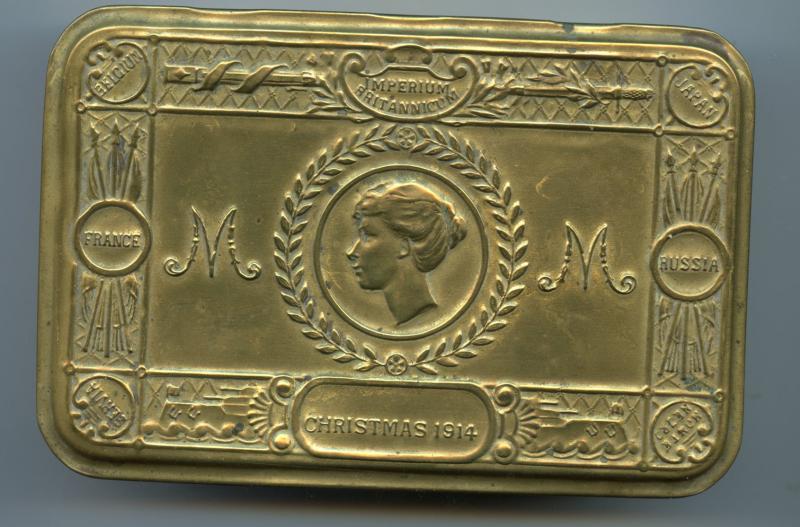 WW1 Queen Mary 1914 Brass Christmas Tin