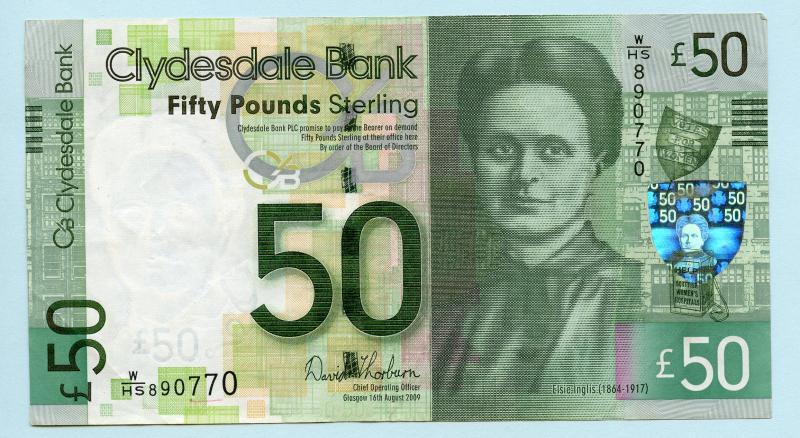 The Clydesdale Bank   £50 Fifty Pounds Banknote Dated 16th August  2009