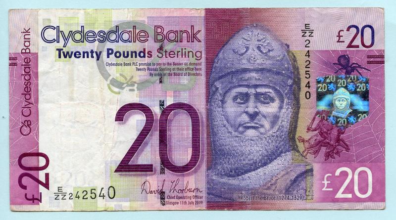 The Clydesdale Bank   £20 Twenty Pounds Replacement  Banknote Dated 11th July 2009