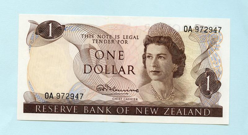 New Zealand  1967 One Dollar $1 Banknote OA First Prefix of Fleming Signature