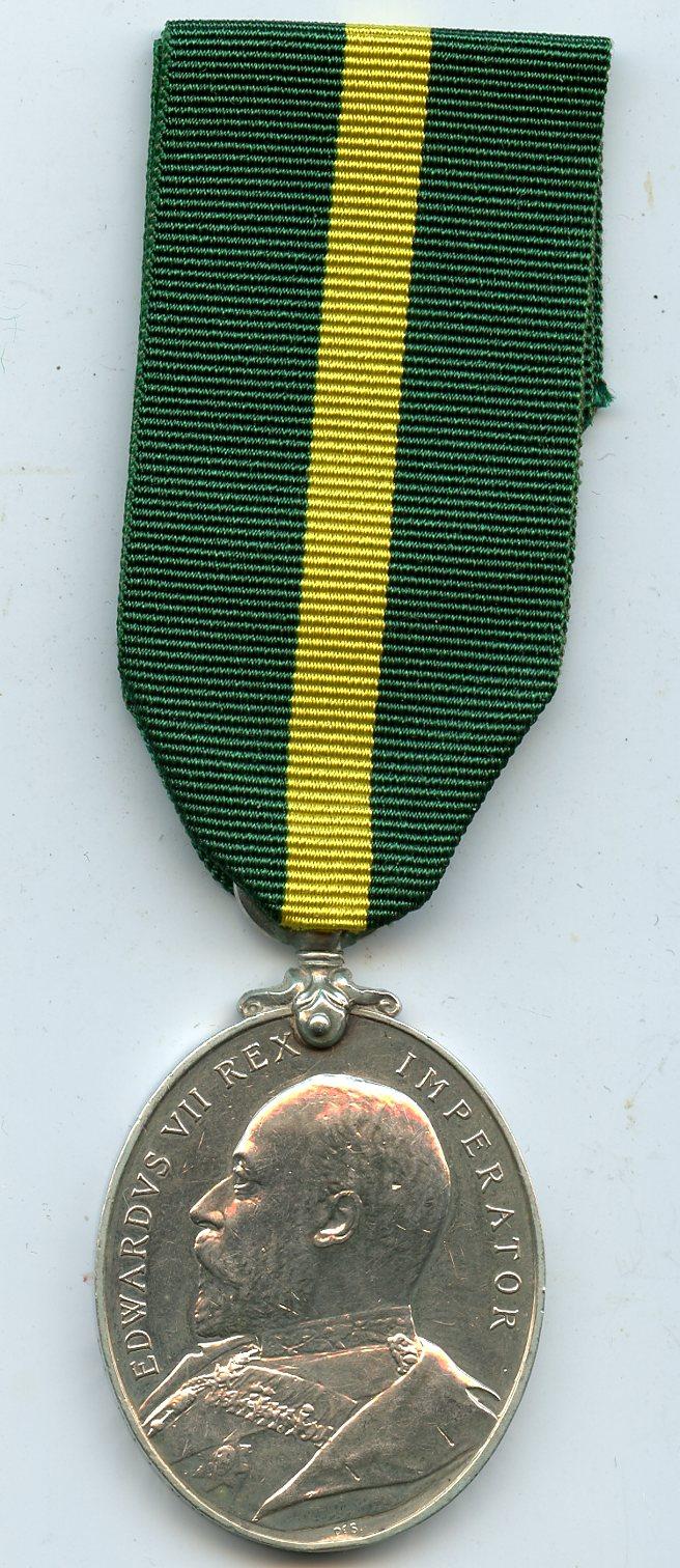 Territorial  Force Efficiency Medal Edward VII to Cpl T Maughan, 5th Battalion Northumberland Fusiliers