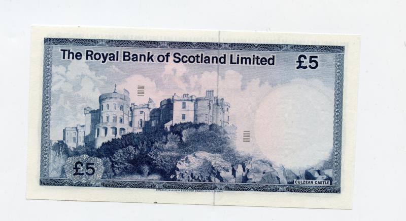 Error Royal Bank Of Scotland £5 Five Pound Note Dated 3rd May 1976 No Serial Number No Signature