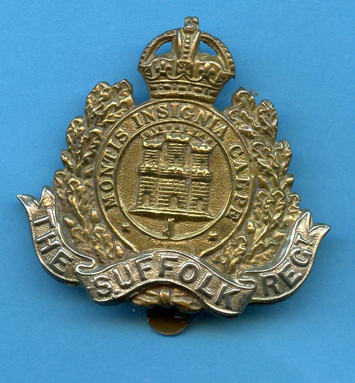Suffolk Regiment Kings Crown  Bi- Metal  Solid Centre Reverse Metals Cap Badge