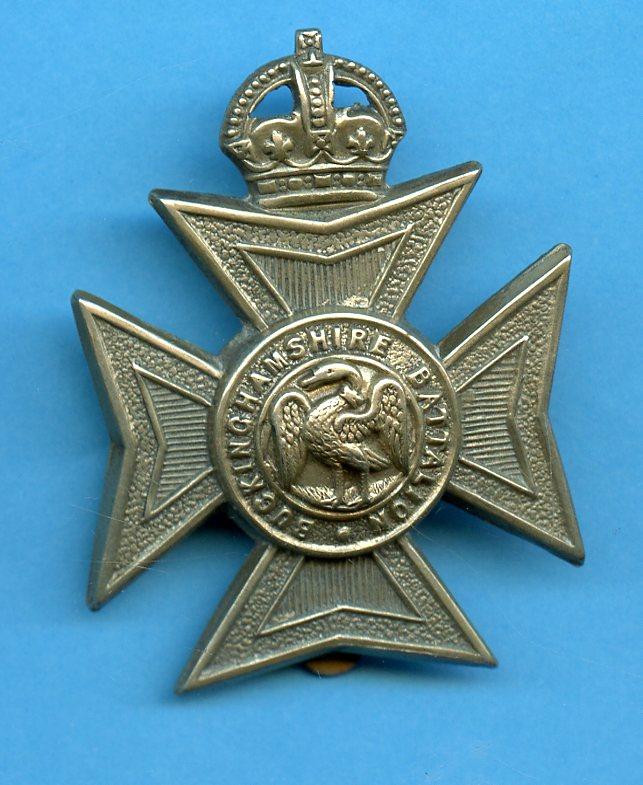 Buckinghamshire Battalion  Oxfordshire Light Infantry White Metal Territorial  Cap Badge