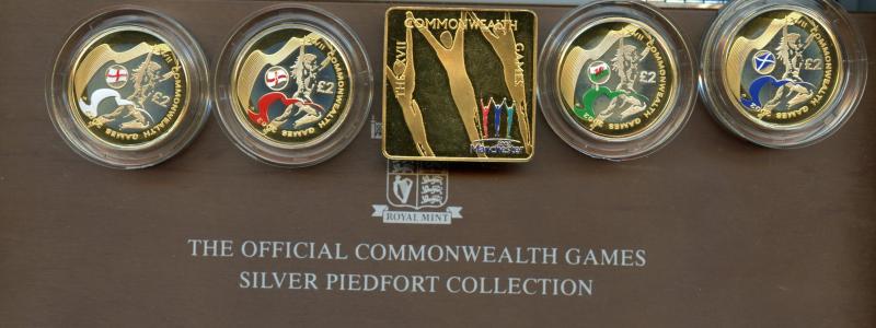 UK 2002 Silver Proof Piedfort Commonwealth Games Manchester £2 Four Coin Set