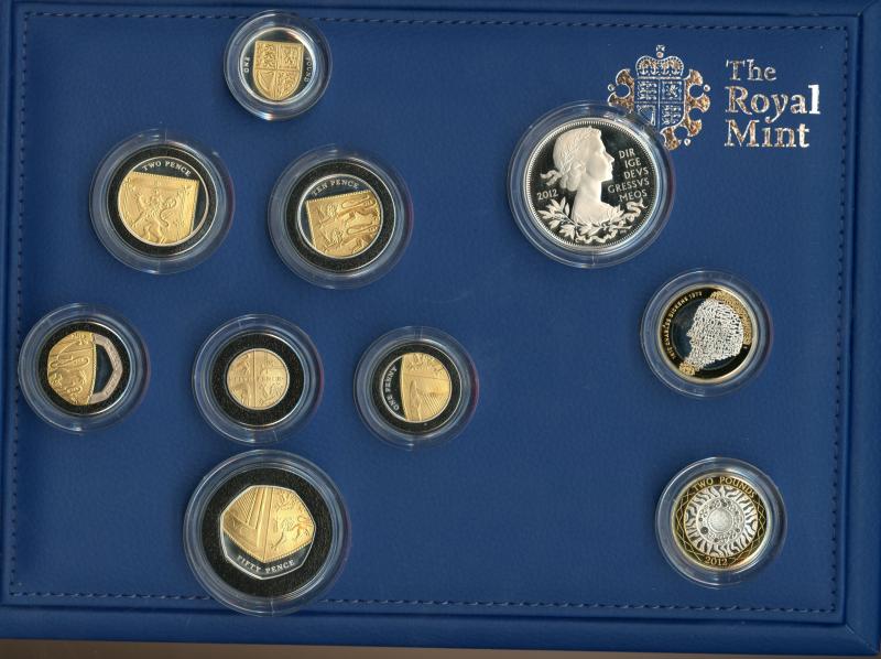 UK Royal Mint 2012 Diamond Jubilee Silver Proof Gold Highlighted 10 Coin Set