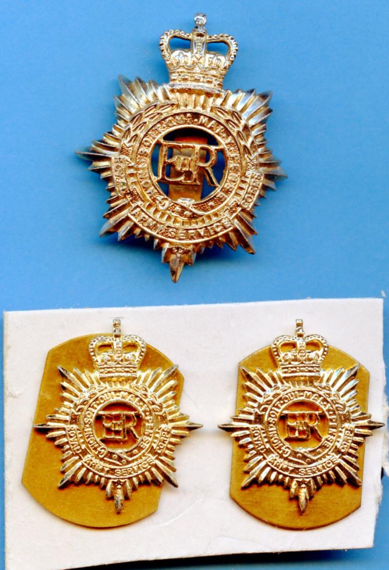 Royal Army Service Corps Anodised Cap Badge with Pair of Collar Badges