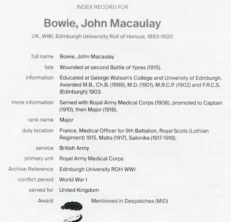 WW1 Medal Group with Territorial Decoration & French Croix De Guerre To Major John Macaulay Bowie, M,D, Royal Army Medical Corps (attached 9th Highland Battalion Royal Scots)