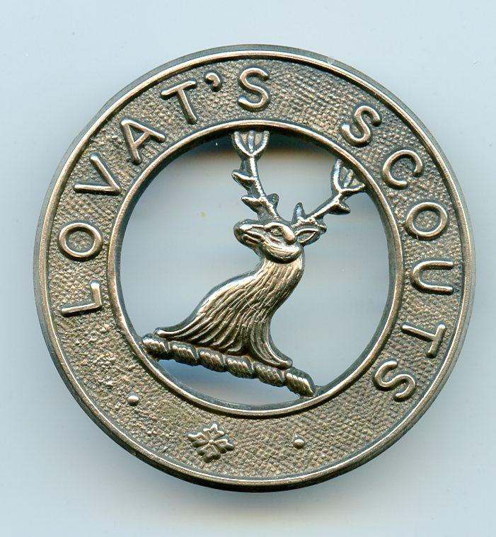 Lovats Scouts  White Metal Cap Badge