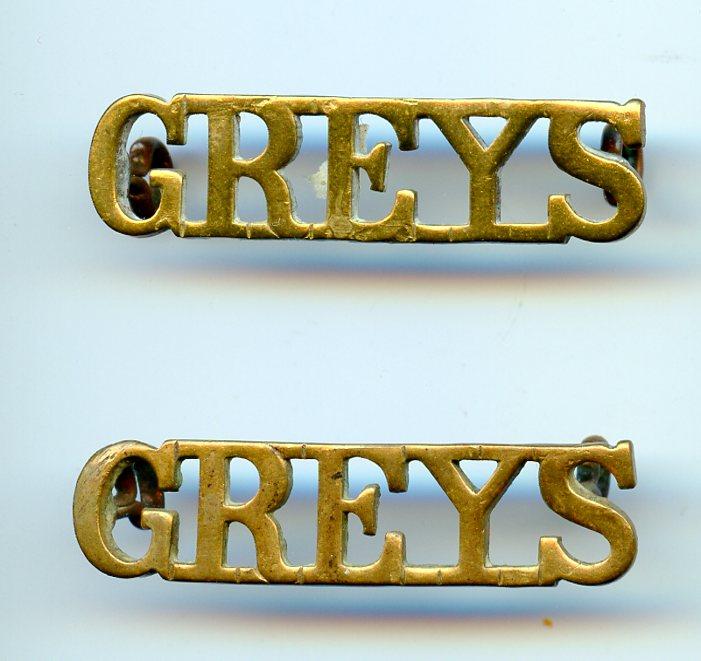 Pair of Scots Greys Brass Shoulder Titles