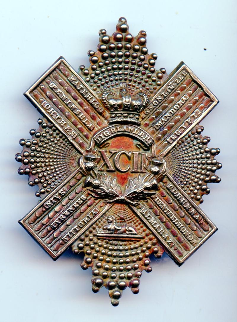 92nd Gordon Highlanders  Uniform Cross Belt Plate Badge