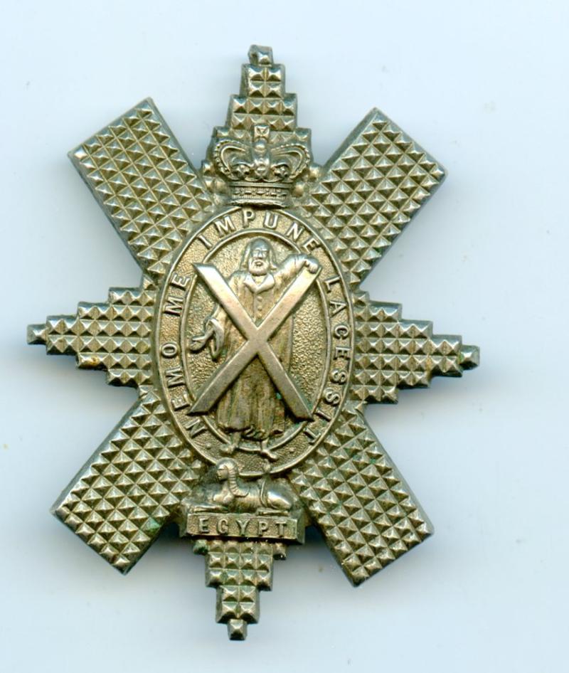 42nd Royal Highland (The Black Watch) Regiment of Foot white Metal glengarry badge 1874-81.