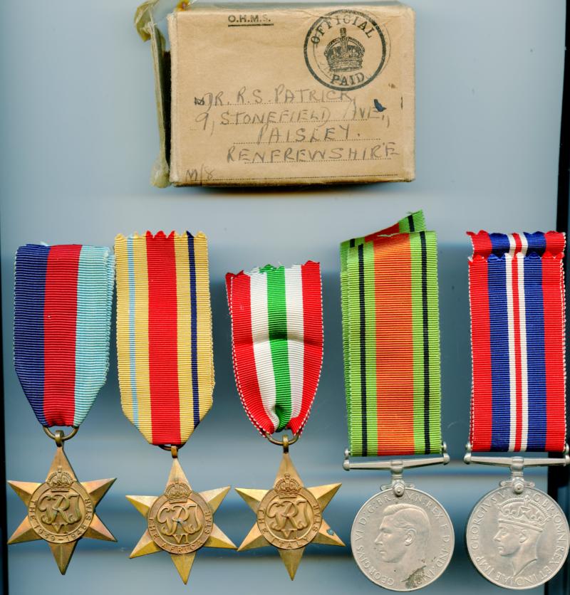 WW2 Boxed Medal Group To Captain Robert Sinclair Patrick Royal Army Medical Corps ( From Paisley)