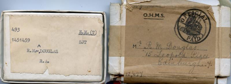 WW2 Territorial Group of Medals To Sgt Robert MacAlley Douglas, Royal Artillery ( From Edinburgh)