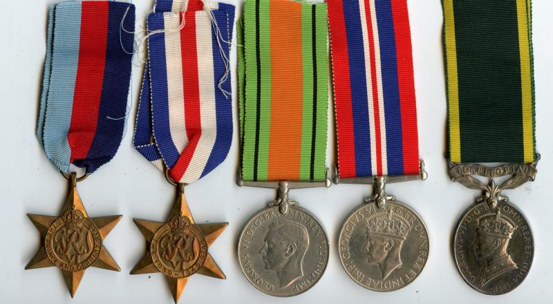 WW2 Territorial Medal Group to Bombardier Andrew Niven, Royal Artillery ( From Ochiltree Ayrshire)