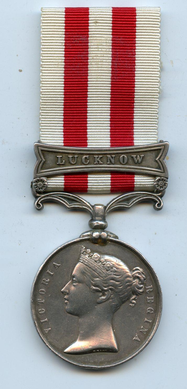 India Mutiny Medal 1857 One Clasp Lucknow to Patrick Hughes, 38th (1st Staffordshire) Regiment of Foot