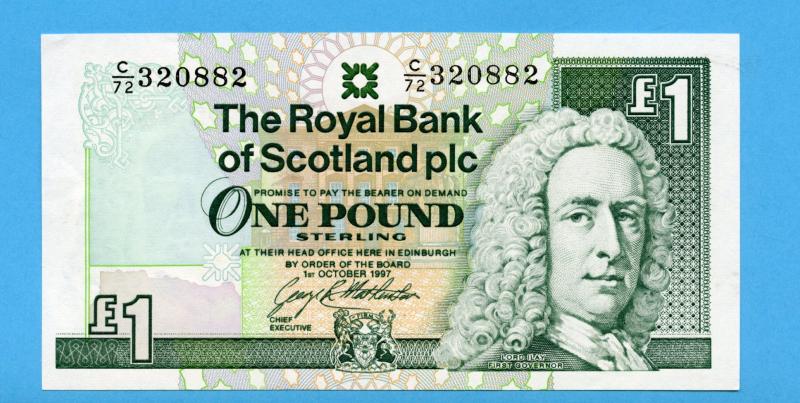 Royal Bank of Scotland  £1 One Pound Note  Dated 1st October 1997