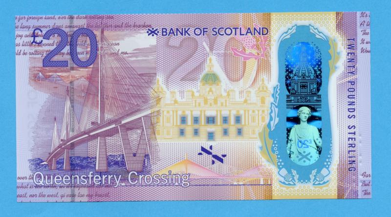 Bank of Scotland  New Polymer Twenty Pounds £20 Note  Queens Ferry Crossing Commemorative Dated 1st June  2019