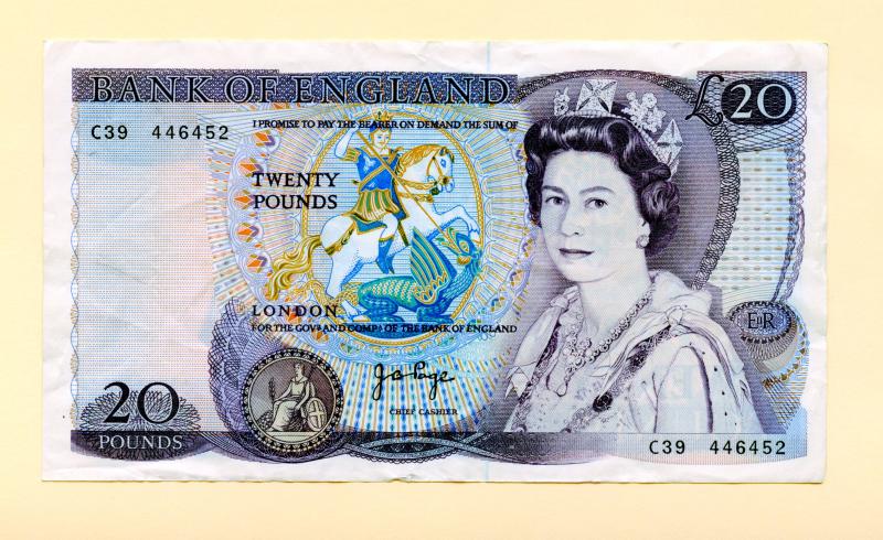 Bank of England  £20 Twenty Pounds Note  Date 1970  Signatory J B Page