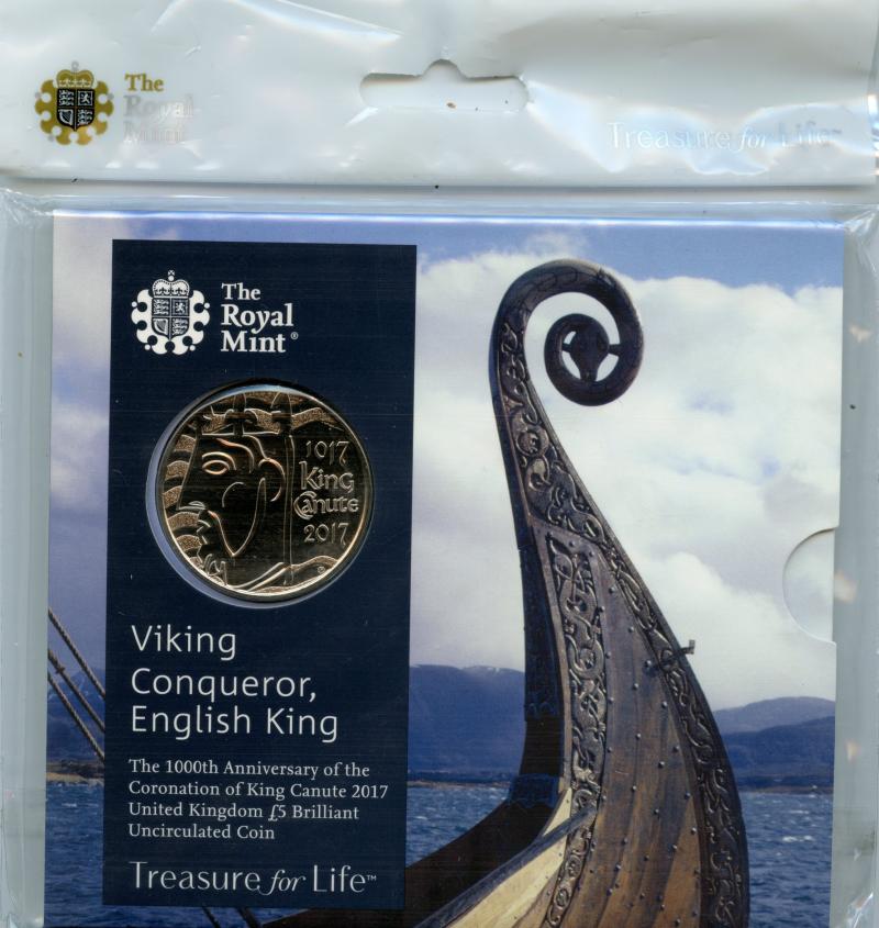 UK Royal Mint 2017 1000th Anniversary King Canute Brilliant Uncirculated £5 Coin