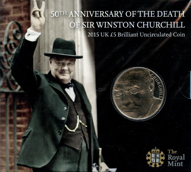 UK Royal Mint 2015 50th Anniversary of the death of Sir Winston Churchill Brilliant Uncirculated £5 Coin
