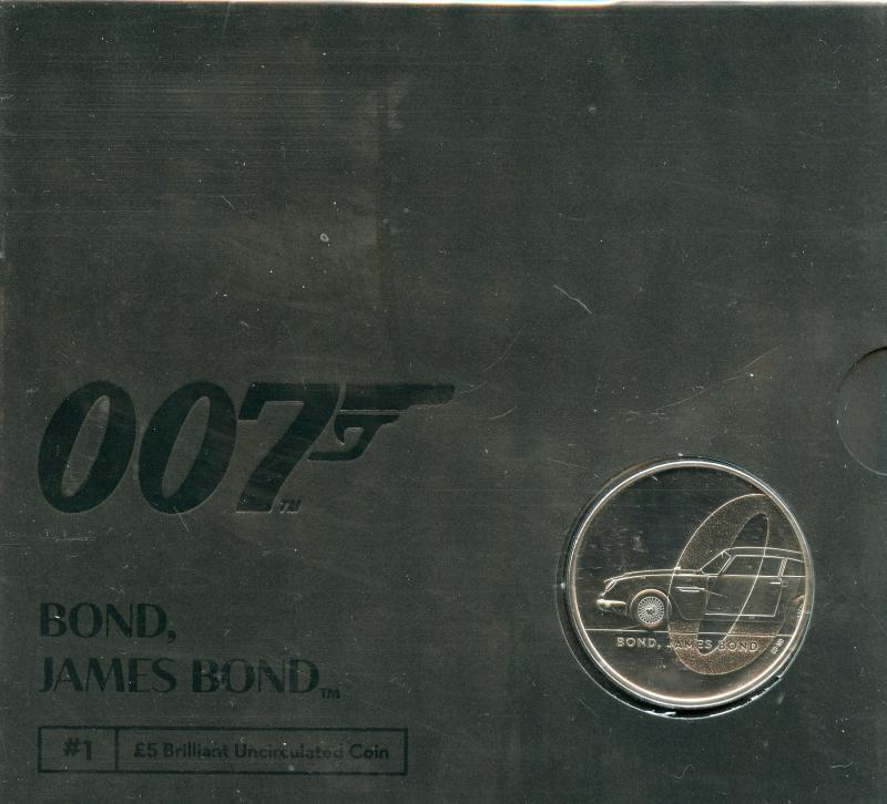 UK Royal Mint 2020  007 Bond  James Bond Brilliant Uncirculated £5 Coin