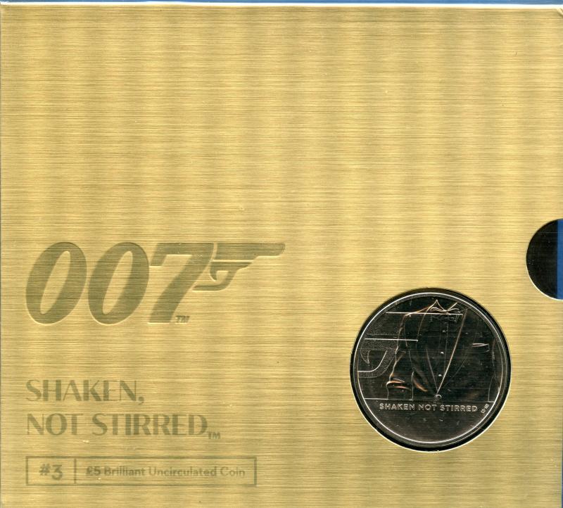 UK Royal Mint 2020  James Bond Shaken not stirred Brilliant Uncirculated £5 Coin