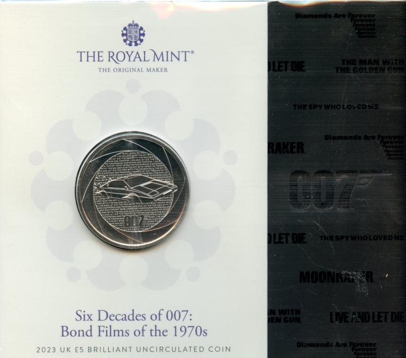 UK Royal Mint 2023  James Bond  Six Decades of 007 Brilliant Uncirculated £5 Coin