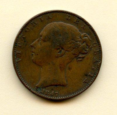 UK Queen Victoria Farthing Coin Dated 1847