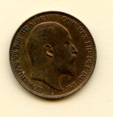 UK Edward VII Farthing Coin Dated 1904