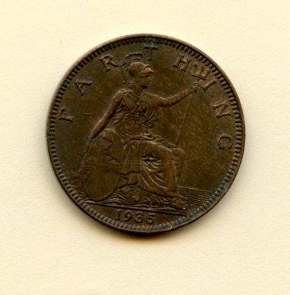 UK  George V Farthing  Dated 1935