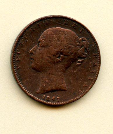 UK Queen Victoria  Farthing Coin  Dated 1847