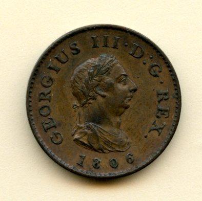 UK George III Farthing Coin Dated 1806