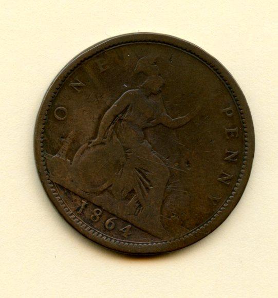 UK Queen Victoria Penny Coin Dated 1864