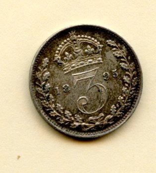 UK  Victoria Threepence Coin  Dated 1895