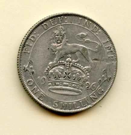 UK George V Shilling Coin Dated 1926