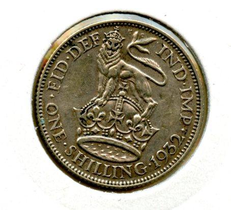 UK George V Shilling Coin Dated 1932