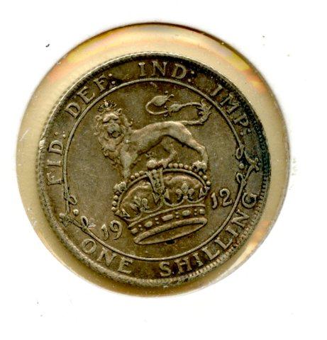 UK George V  Shilling Coin  Dated 1912