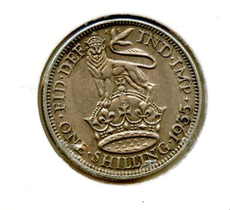 UK George V  Shilling Coin  Dated 1935