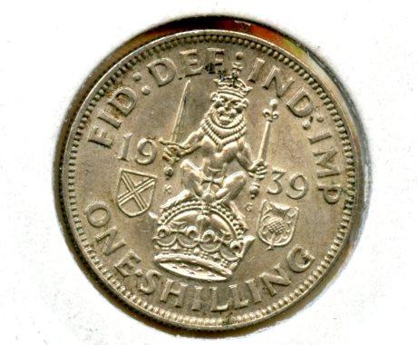 UK George VI  Shilling Coin  Scottish Obverse Dated 1939