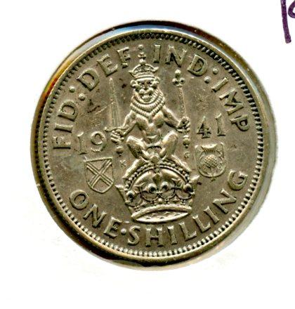UK George VI  Shilling Coin  Scottish Obverse Dated 1941
